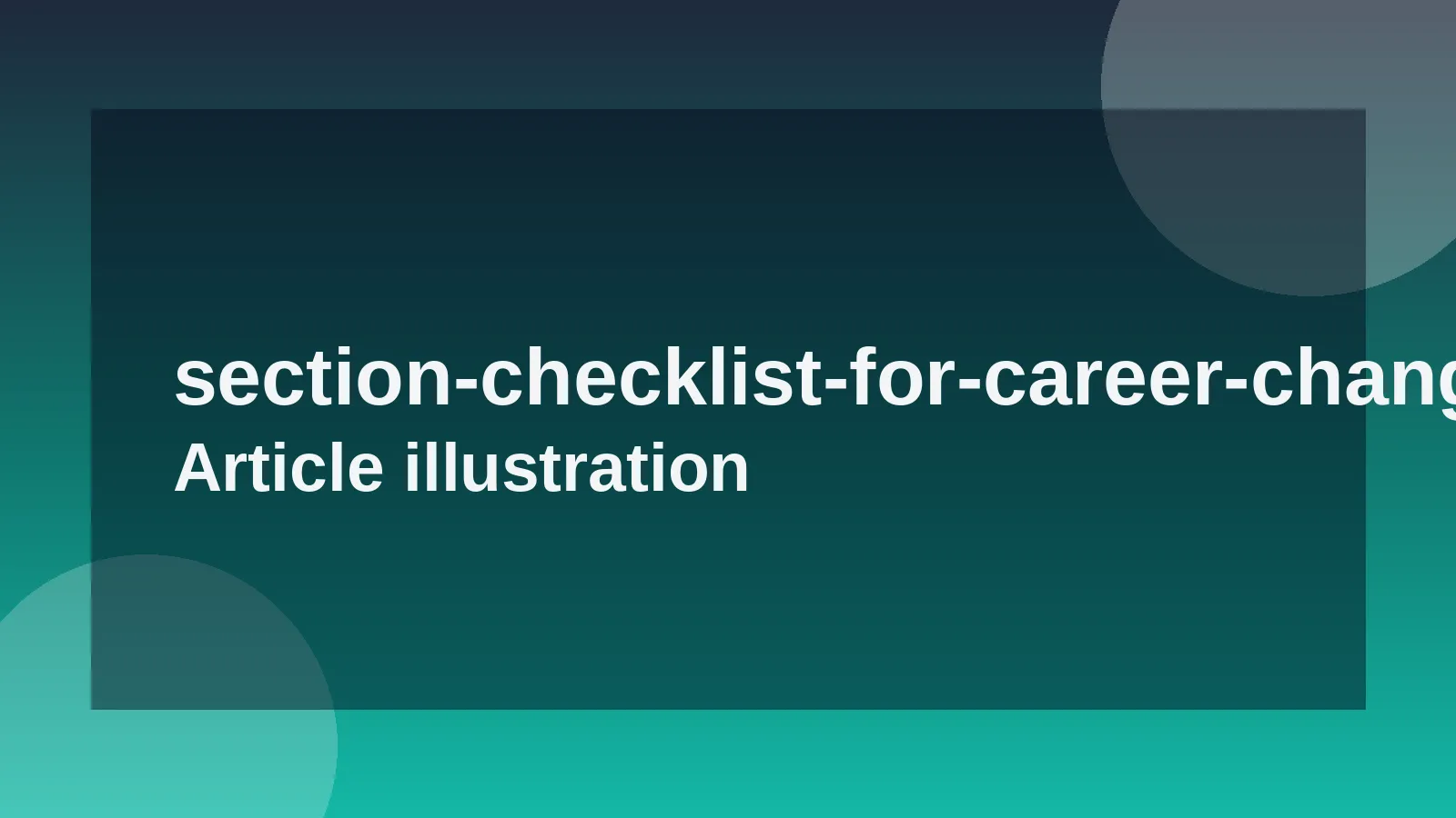 Checklist for Career Changers