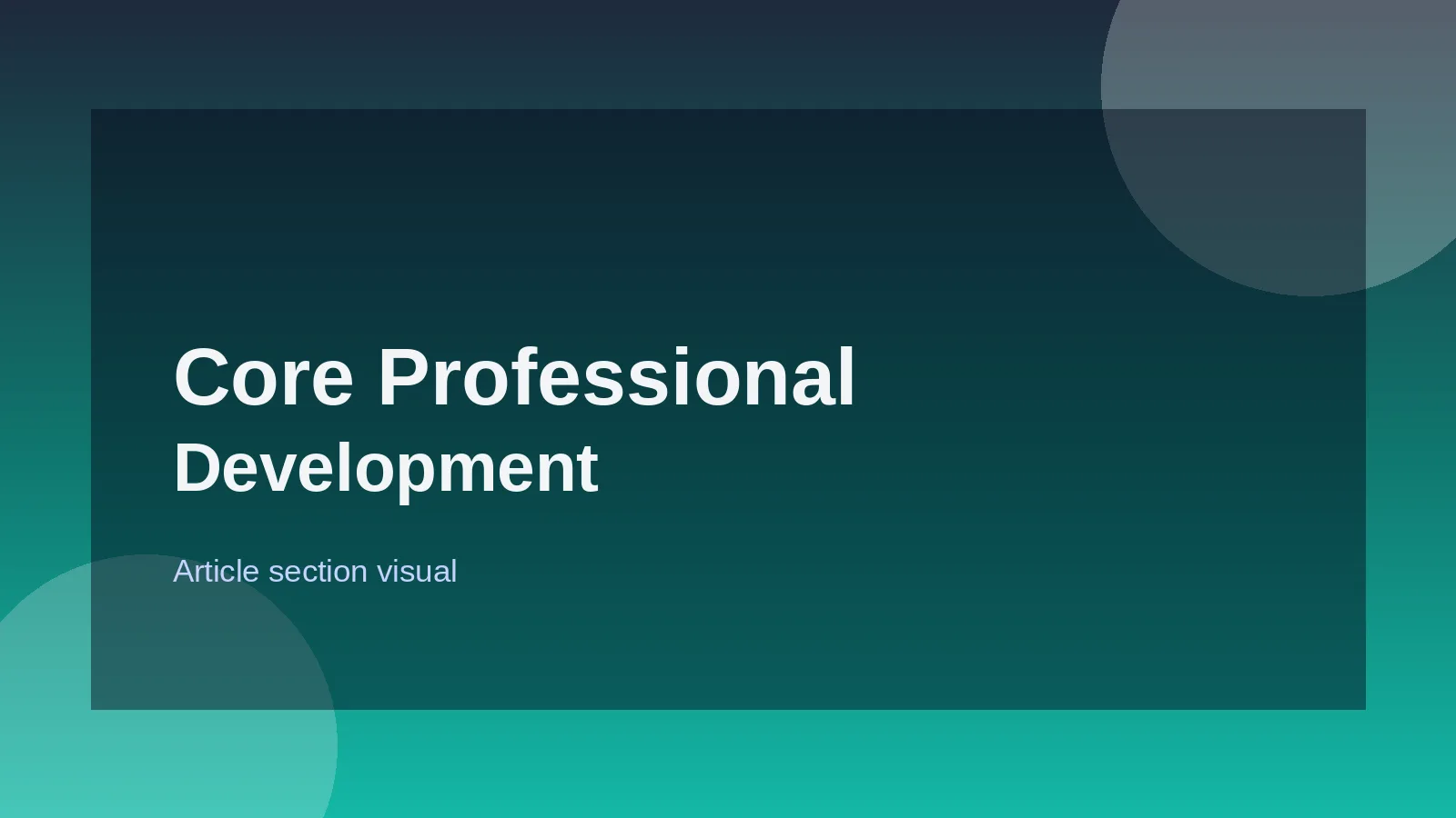 Core Professional Development Habits
