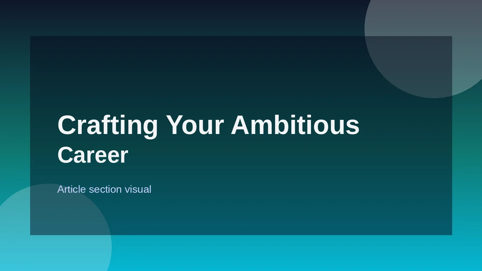 Crafting Your Ambitious Career Goals: A Strategic Framework