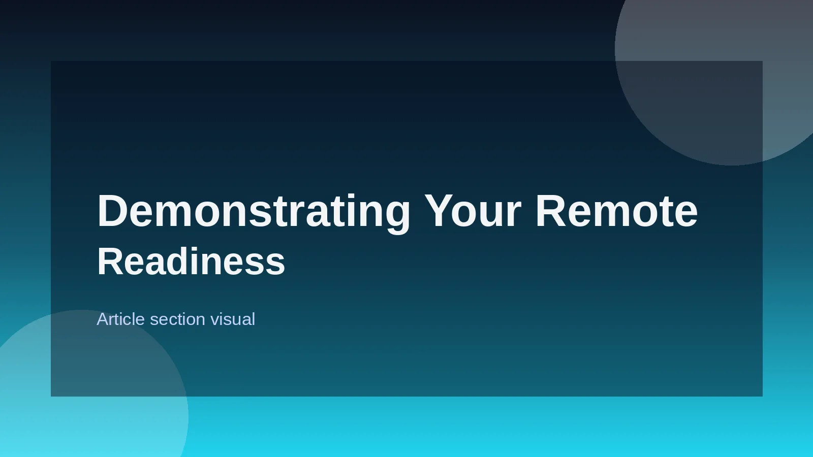 Demonstrating Your Remote Readiness