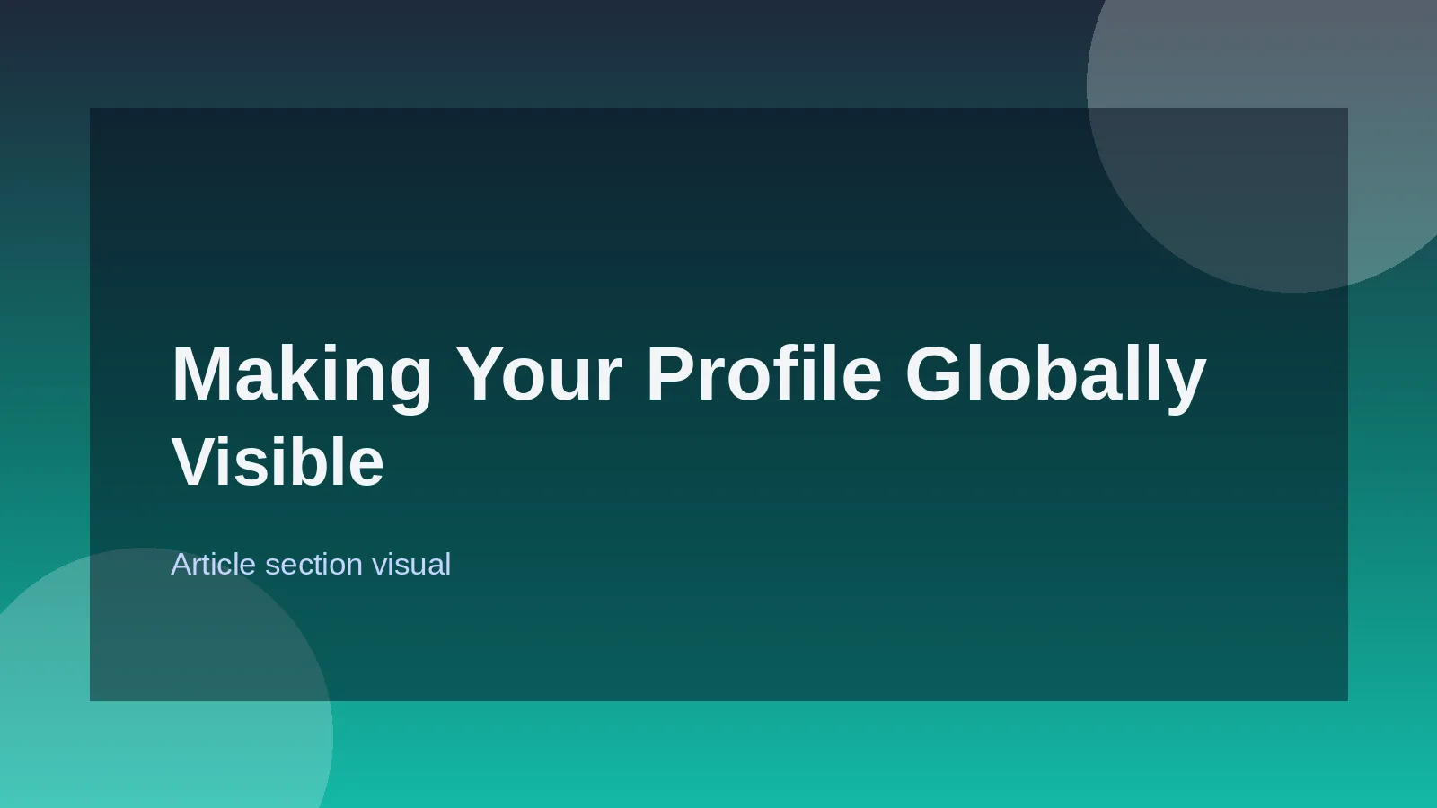 Making Your Profile Globally Visible