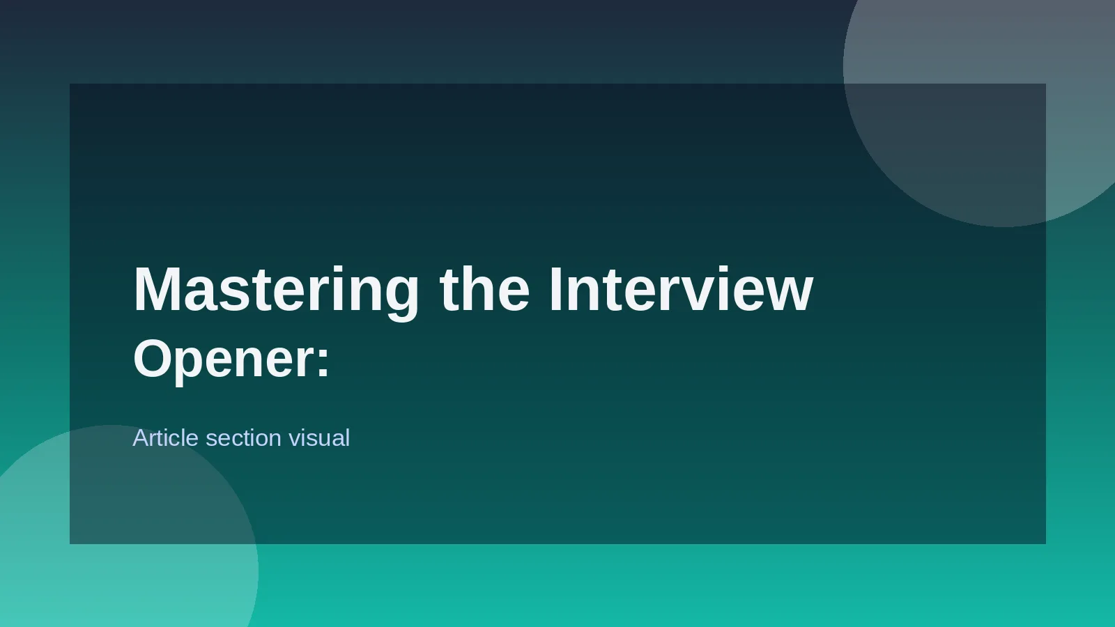 Mastering the Interview Opener: "Tell Me About Yourself"