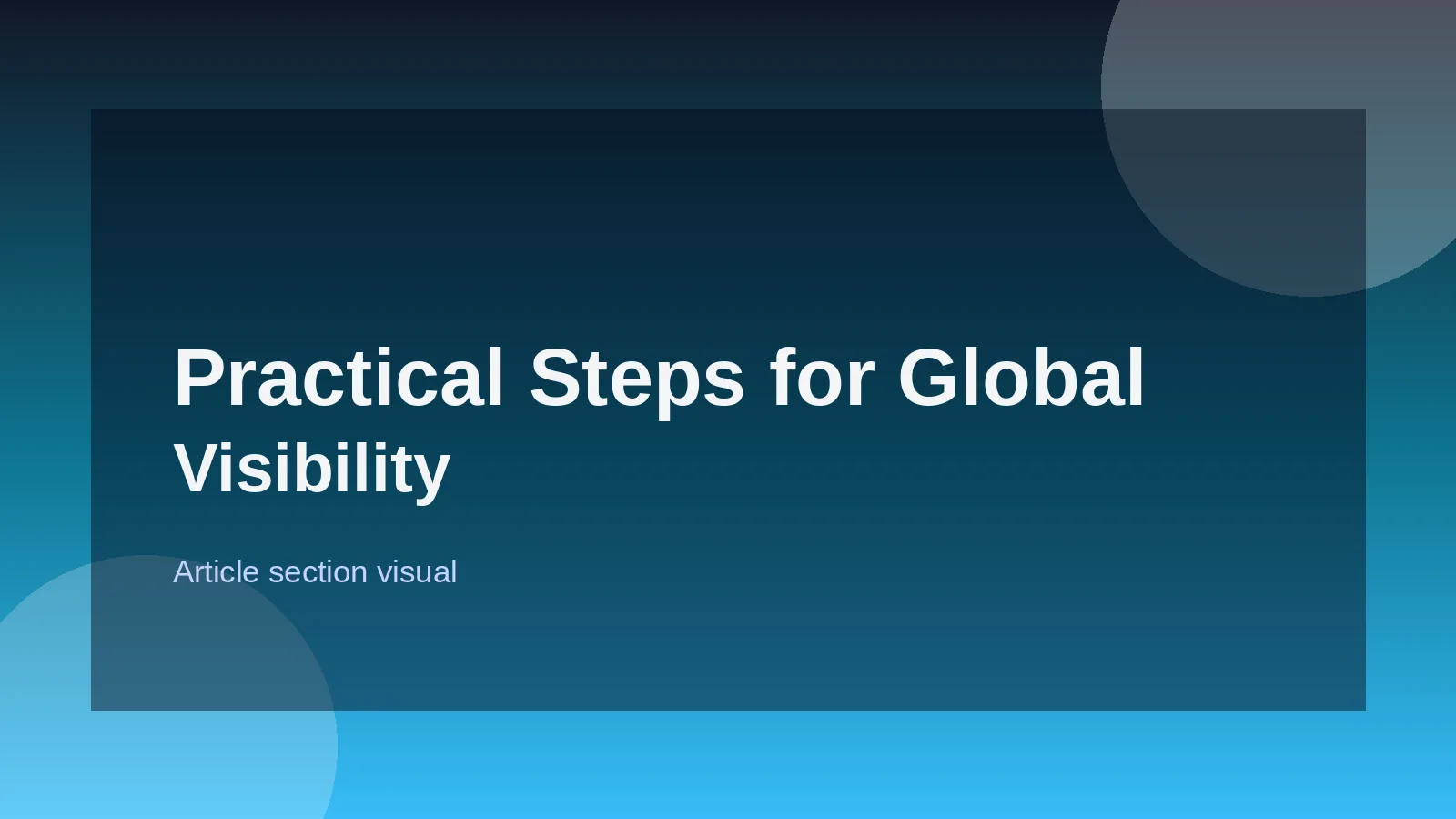 Practical Steps for Global Visibility