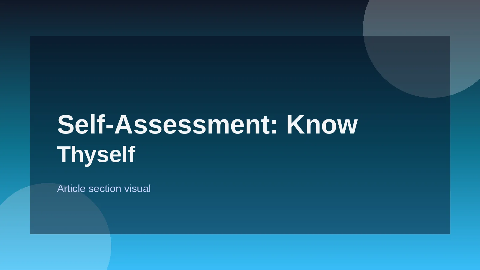 Self-Assessment: Know Thyself