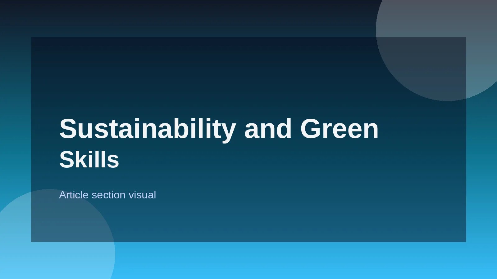 Sustainability and Green Skills