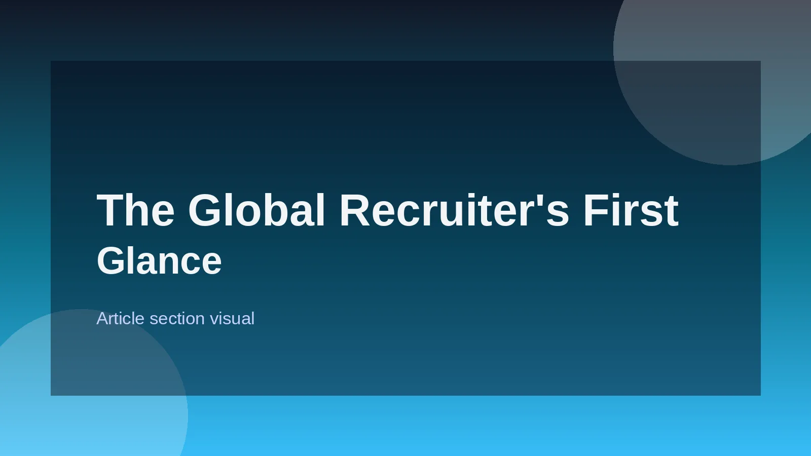 The Global Recruiter's First Glance