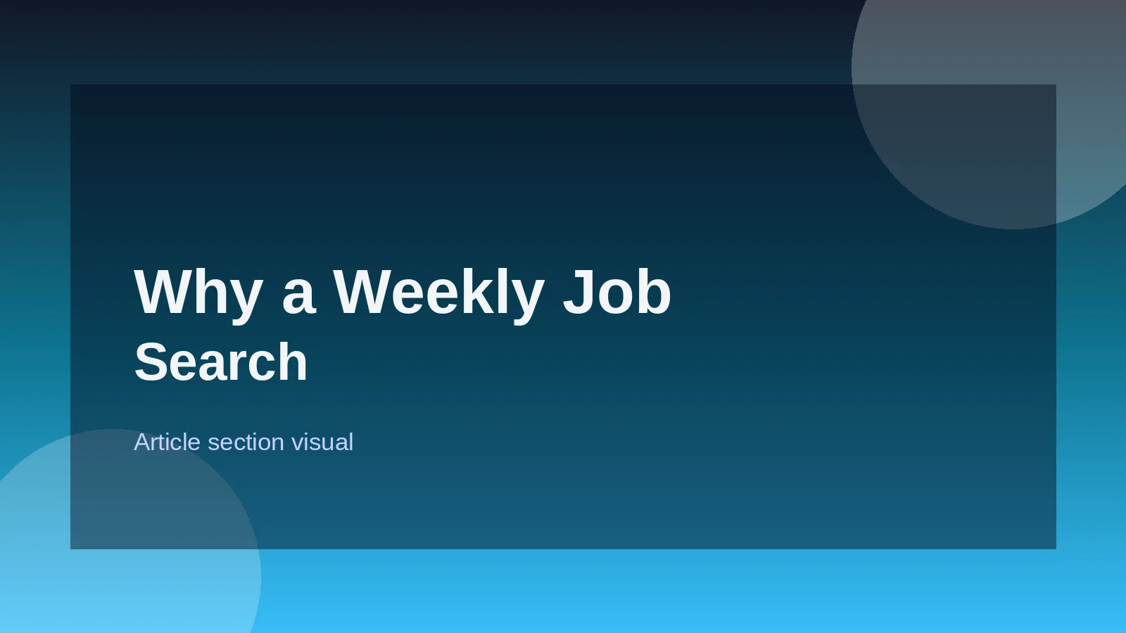 Why a Weekly Job Search Plan Matters